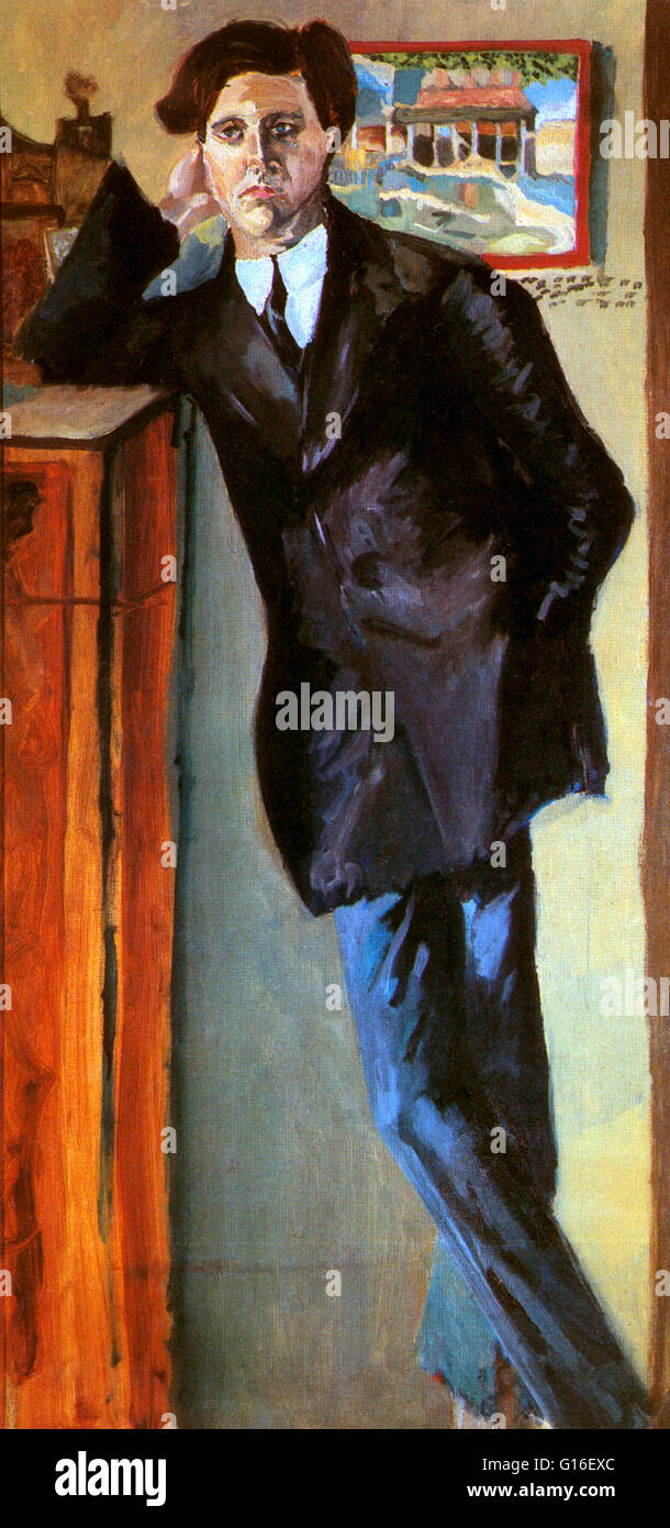 Portrait de Berg peint par Arnold Schoenberg, 1910. Alban Maria Johannes Berg (9 février 1885 - 24 décembre 1935) était un compositeur autrichien. Il était plus intéressé par la littérature que de la musique comme un enfant et n'a pas commencé à composer jusqu'à ce qu'il avait 15 ans, lors de l'h Banque D'Images