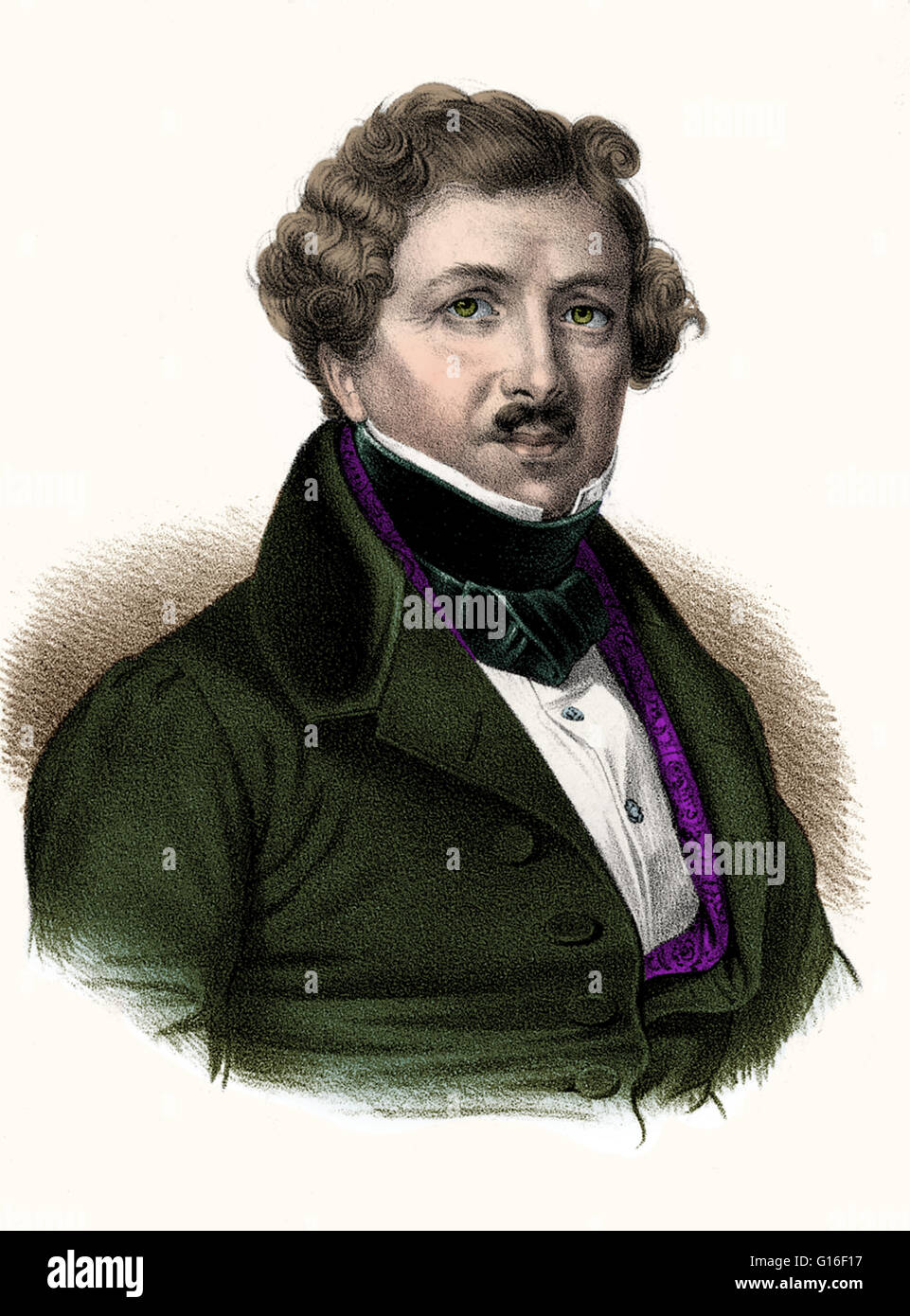 Louis-Jacques-Mandé Daguerre (Novembre 18, 1787 - Juillet 10, 1851) était un artiste français et le physicien et inventeur du daguerréotype de la photographie. Bien qu'à l'origine employé comme un agent du fisc, Daguerre est devenu un peintre de décors d'opéra, et inv Banque D'Images