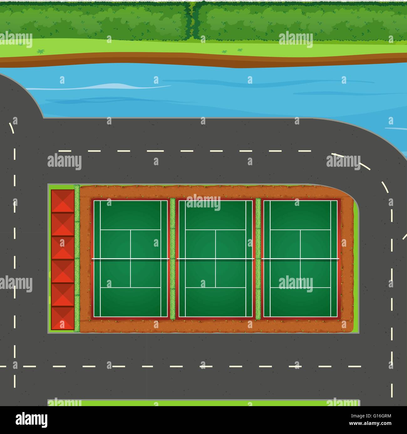 Vue de dessus de l'illustration de tennis Illustration de Vecteur