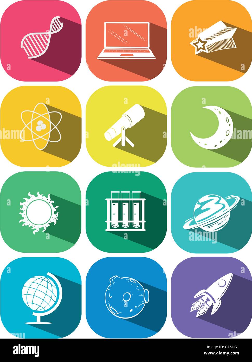 La science des symboles sur les icônes couleur illustration Illustration de Vecteur