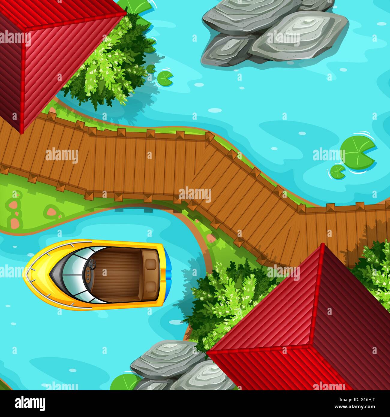 Parking bateau près du pont illustration Illustration de Vecteur