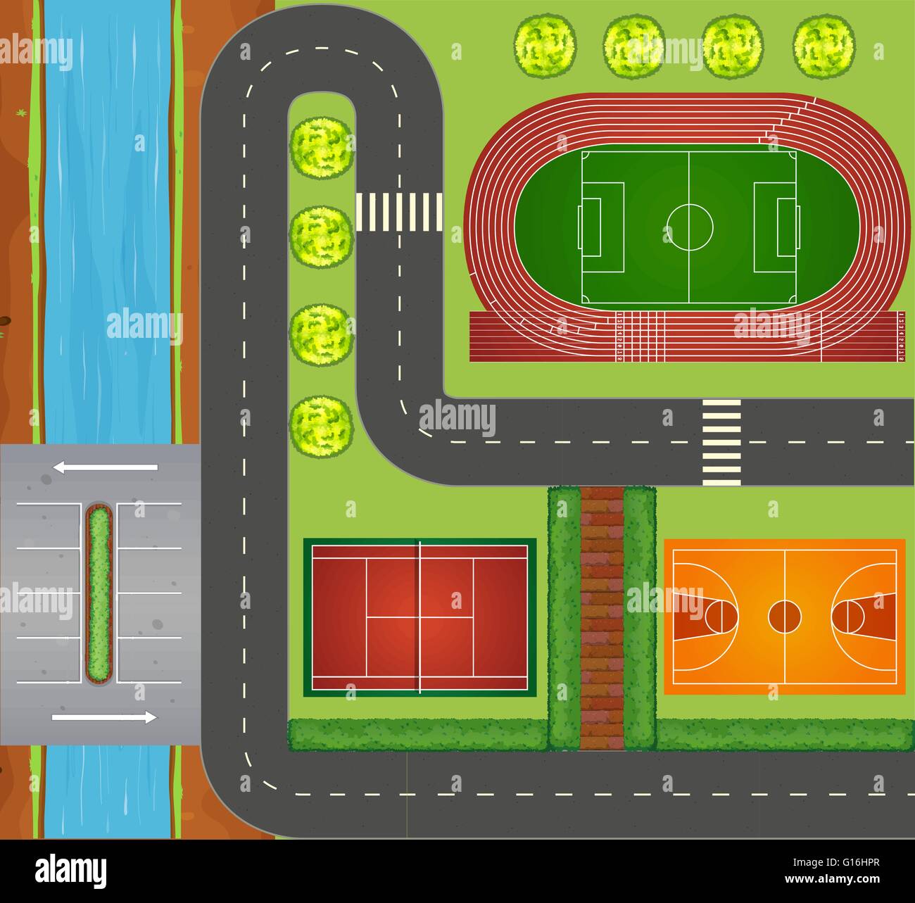 Les routes et les installations sportives illustration Illustration de Vecteur