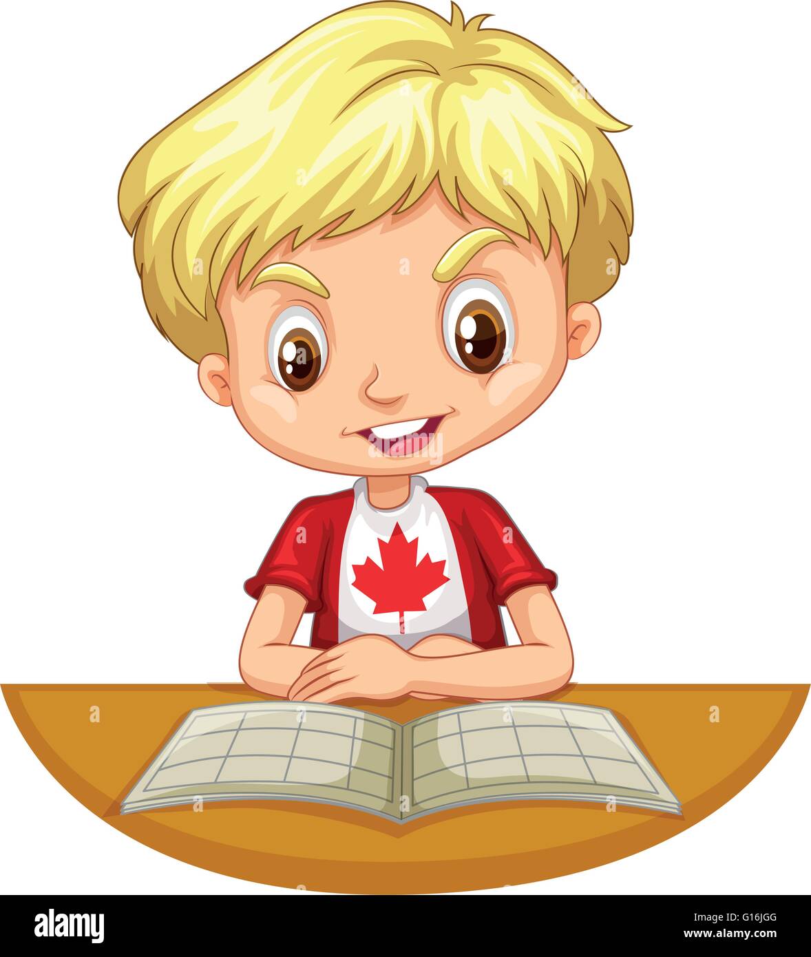 Little Boy reading a book illustration Illustration de Vecteur