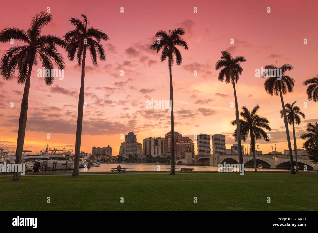 WEST PALM BEACH DE LAKE DRIVE SKYLINE PARK PALM BEACH FLORIDE USA Banque D'Images