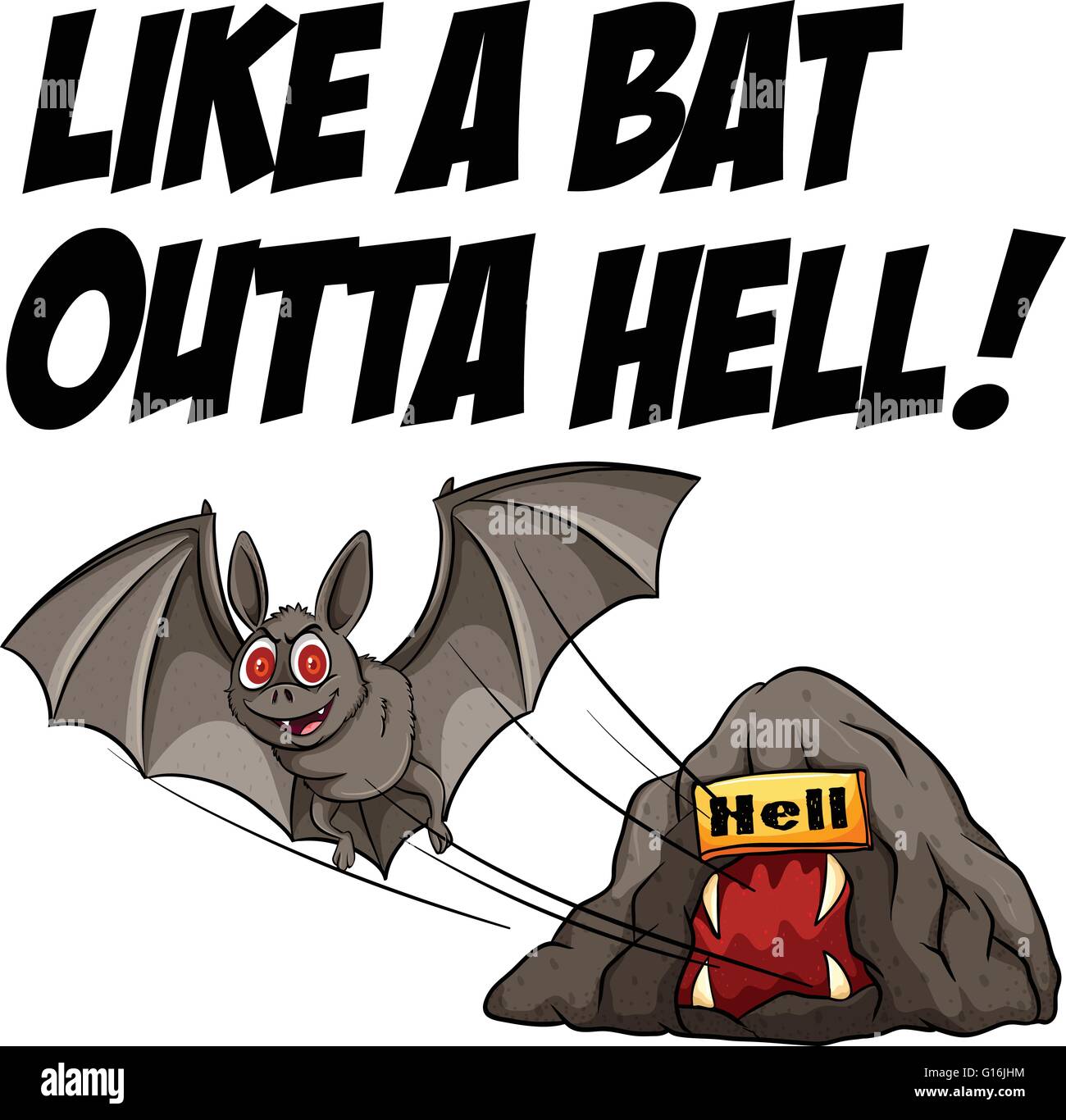 L'idiome anglais dire comme un bat outta hell Illustration de Vecteur