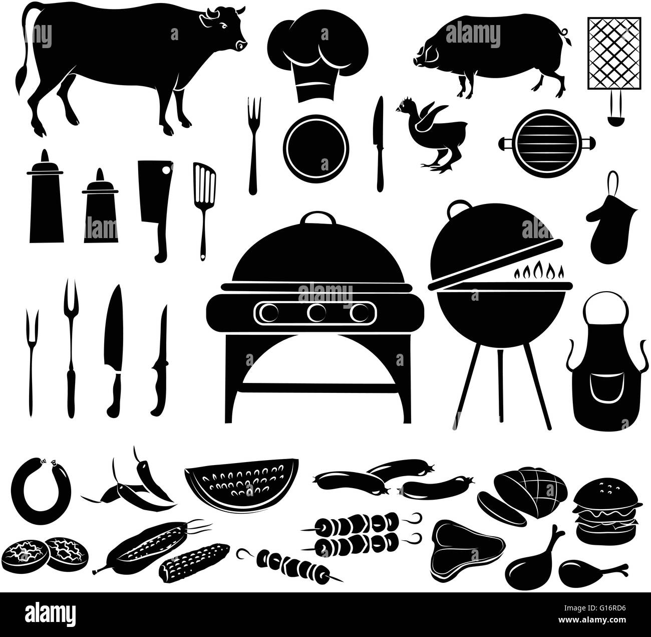 Vector illustration d'articles de mode silhouette barbecue Illustration de Vecteur
