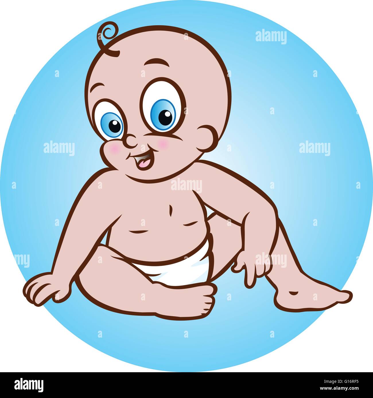 Vector illustration d'un mignon bébé assis en couche sur fond bleu Image  Vectorielle Stock - Alamy