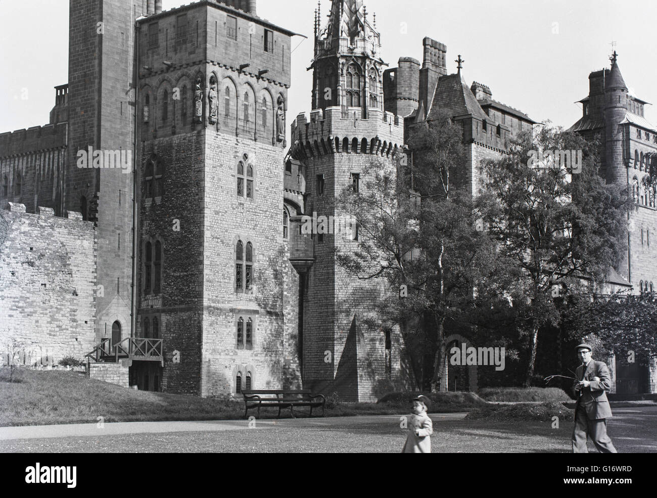 Le Château de Cardiff de Bute Park, 1957 Banque D'Images