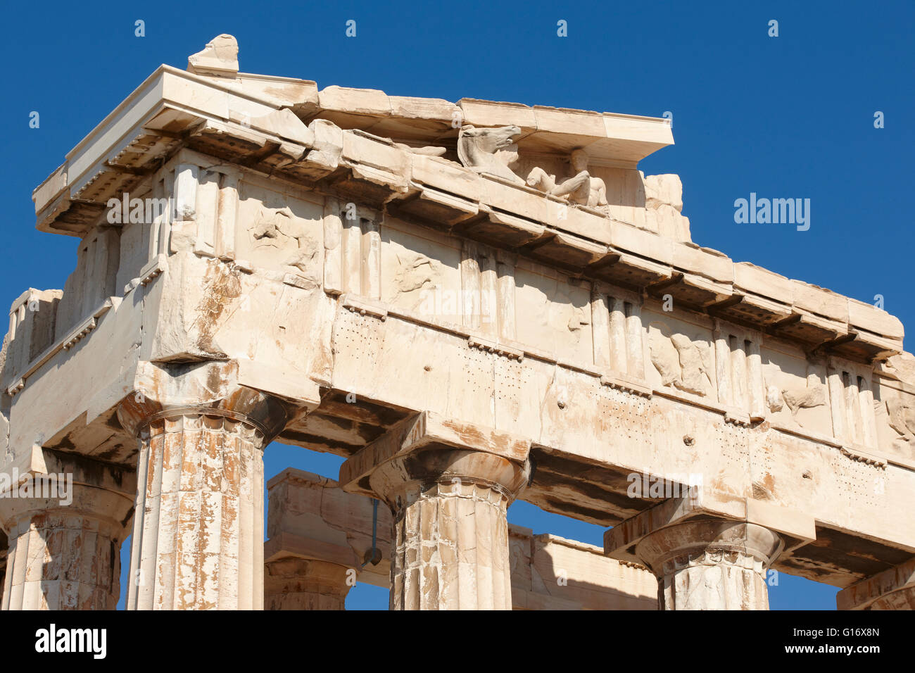 Acropole d'Athènes. Frise du Parthénon. La Grèce. L'horizontale Banque D'Images