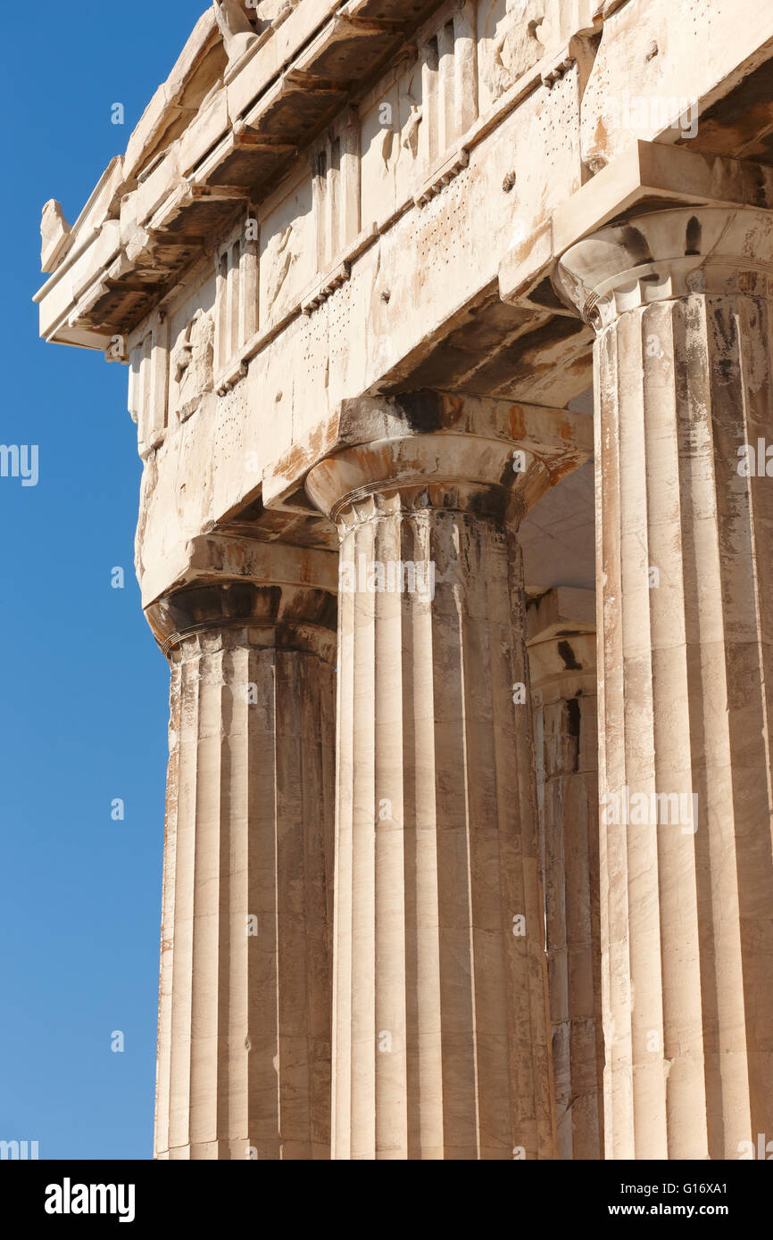 Acropole d'Athènes. Frise du Parthénon. La Grèce. La verticale Banque D'Images