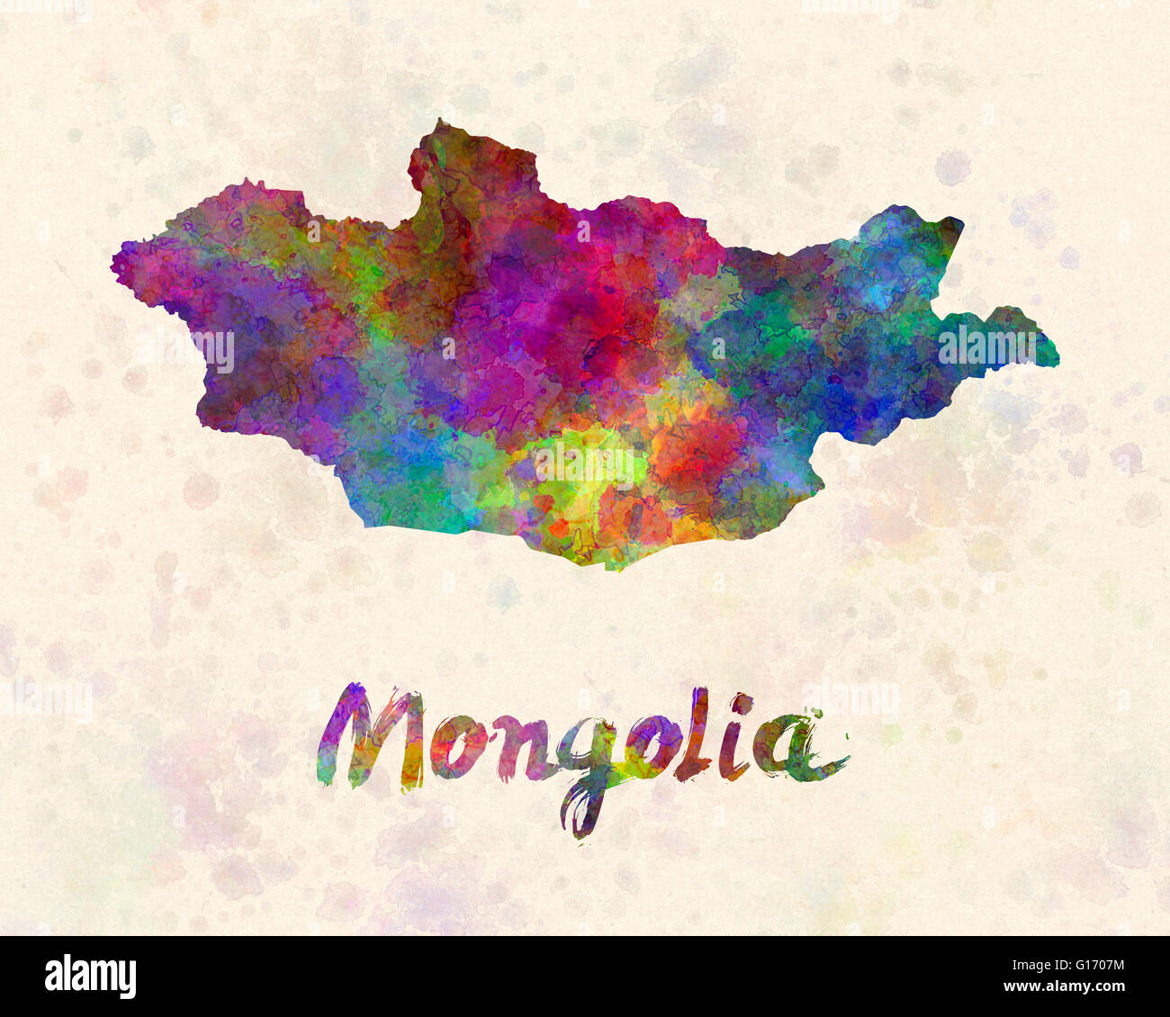 La Mongolie à l'aquarelle Banque D'Images