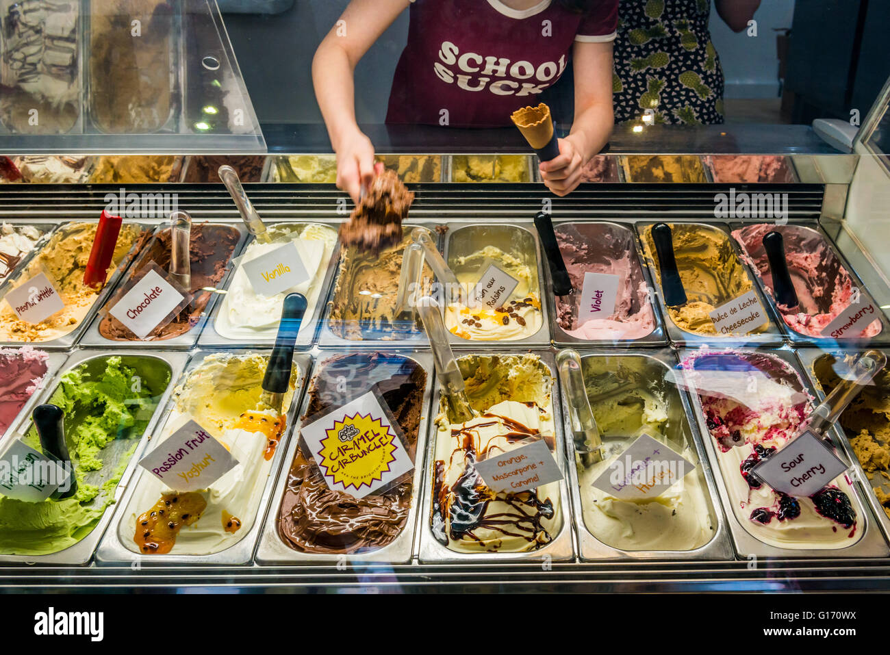 Brighton, Royaume-Uni - Mai 07, 2016 : icecream Gelato Boho shop, l'un des plus populaires à Brighton, avec large choix de gel Banque D'Images