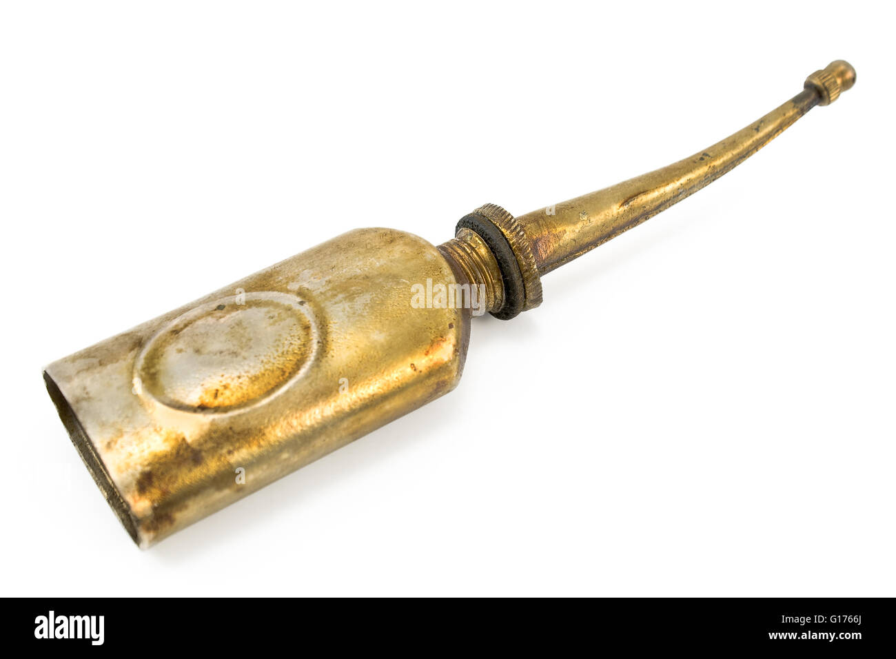 Scène musicale Antigue huile peut isolated on white Banque D'Images