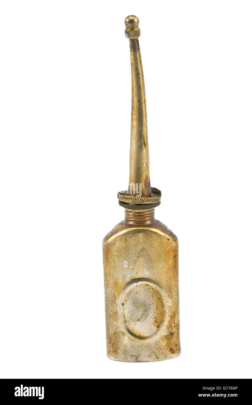 Scène musicale Antigue huile peut isolated on white Banque D'Images