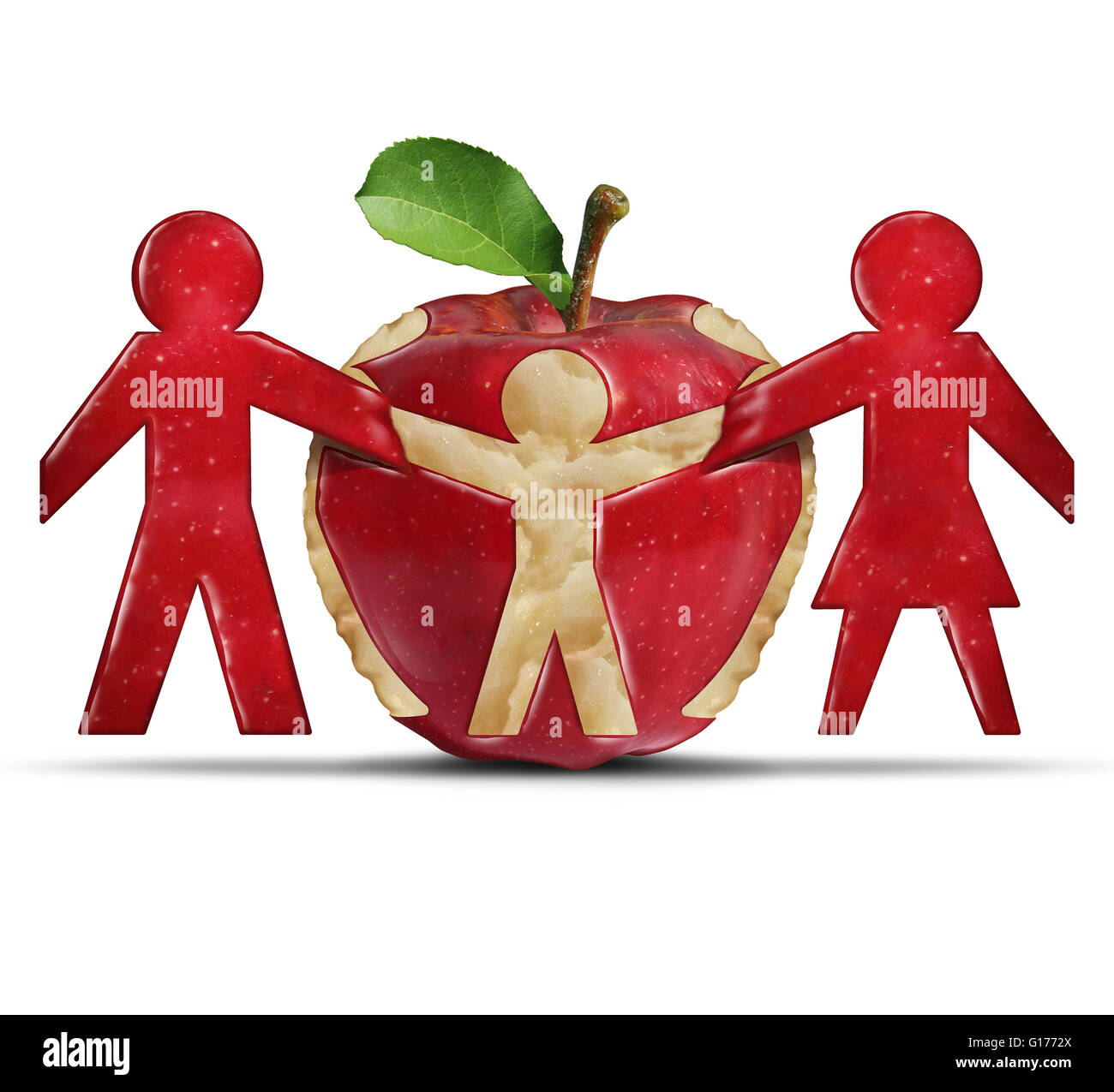 Une saine alimentation et une bonne nutrition en tant que médecin stéthoscope sous forme d'un nid de la protection d'un green Granny Smith Apple comme une médecine de soins de santé et un concept de vie vie de bonne santé et d'assurance médicale. Banque D'Images