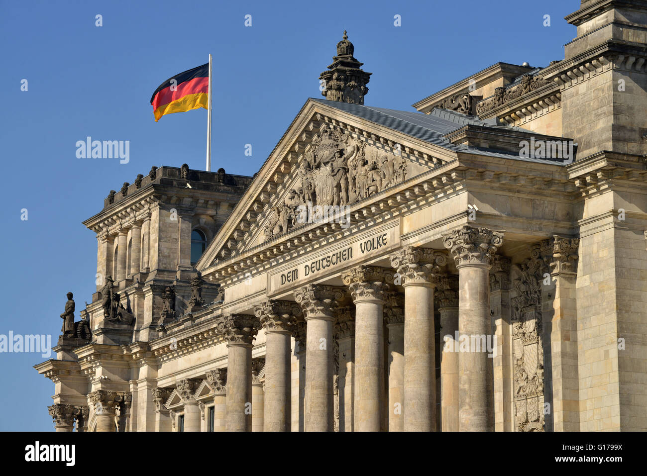 Giebel, Reichstag, Tiergarten, Berlin, Deutschland Banque D'Images