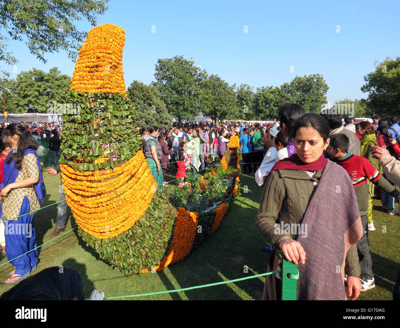 Marigold flower art à Rose Festival, Chandigarh Banque D'Images