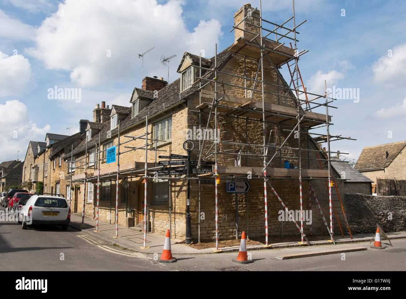 Chambre en cours de rénovation à Burford, Oxfordshire, UK Banque D'Images