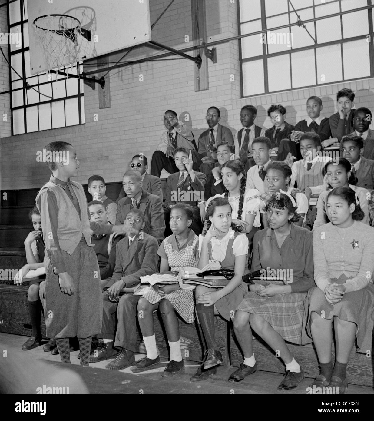 Réunion du conseil des élèves, Banneker Junior High School, Washington DC, USA, Marjorie Collins pour Farm Security Administration, Mars 1942 Banque D'Images