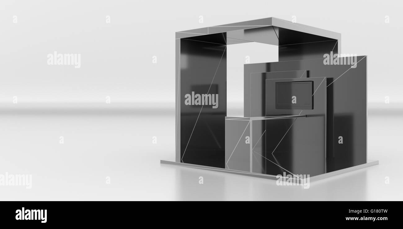 Stand d'exposition vide, copy space illustration, rendu 3D Banque D'Images