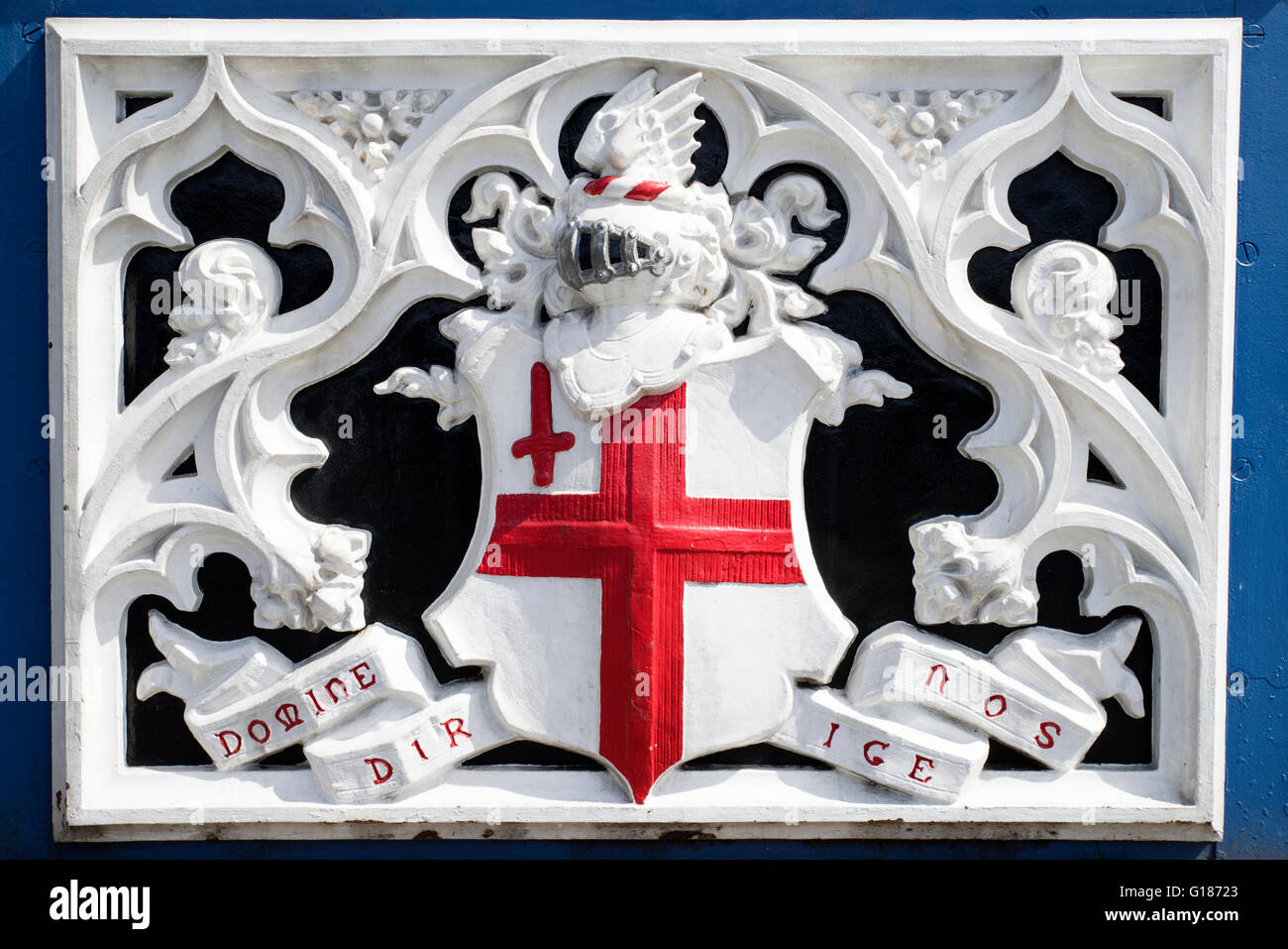La ville de Londres Domine dirige nos devise sur Tower Bridge - la devise latine signifie seigneur de nous guider. Banque D'Images