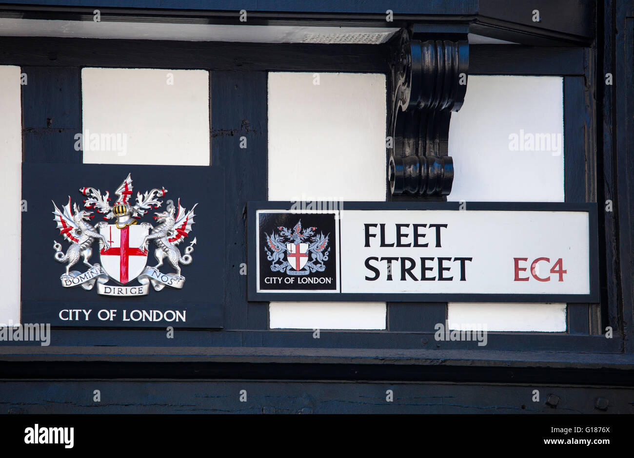 Une plaque de rue de Fleet Street dans la ville de Londres. Banque D'Images