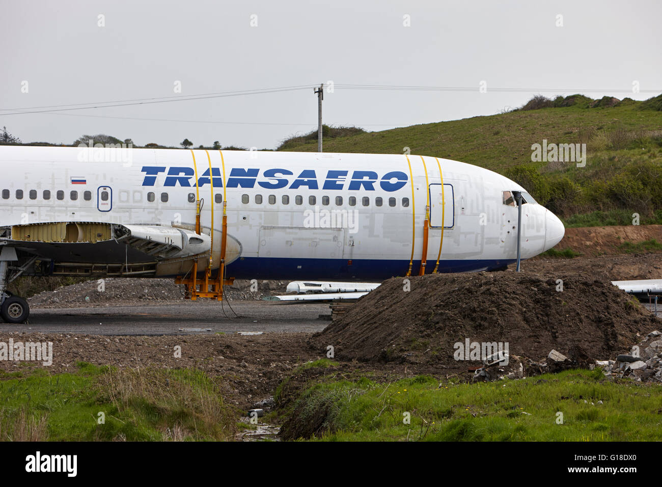 Transaero Boeing 767 d'être utilisé comme un camping glamping glamping nuits insolites Enniscrone Sligo Irlande comté village Banque D'Images