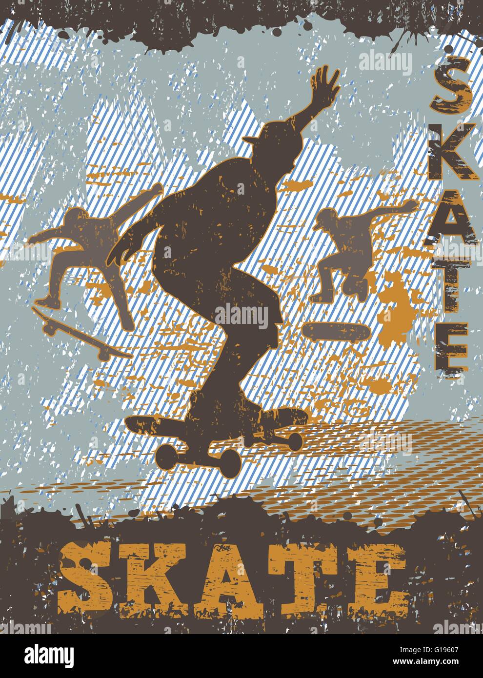 Vintage skating poster Banque d'images vectorielles - Alamy