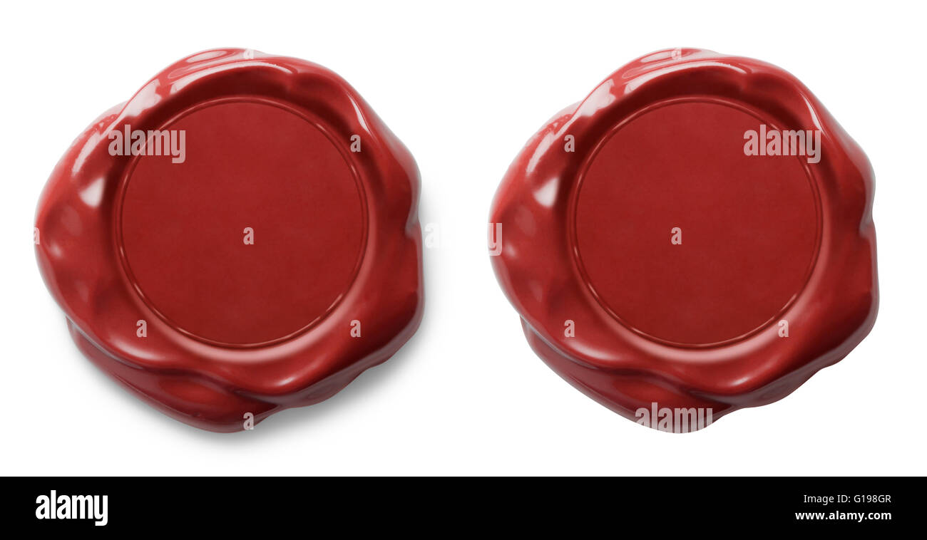Sceau de cire rouge isolé Banque D'Images