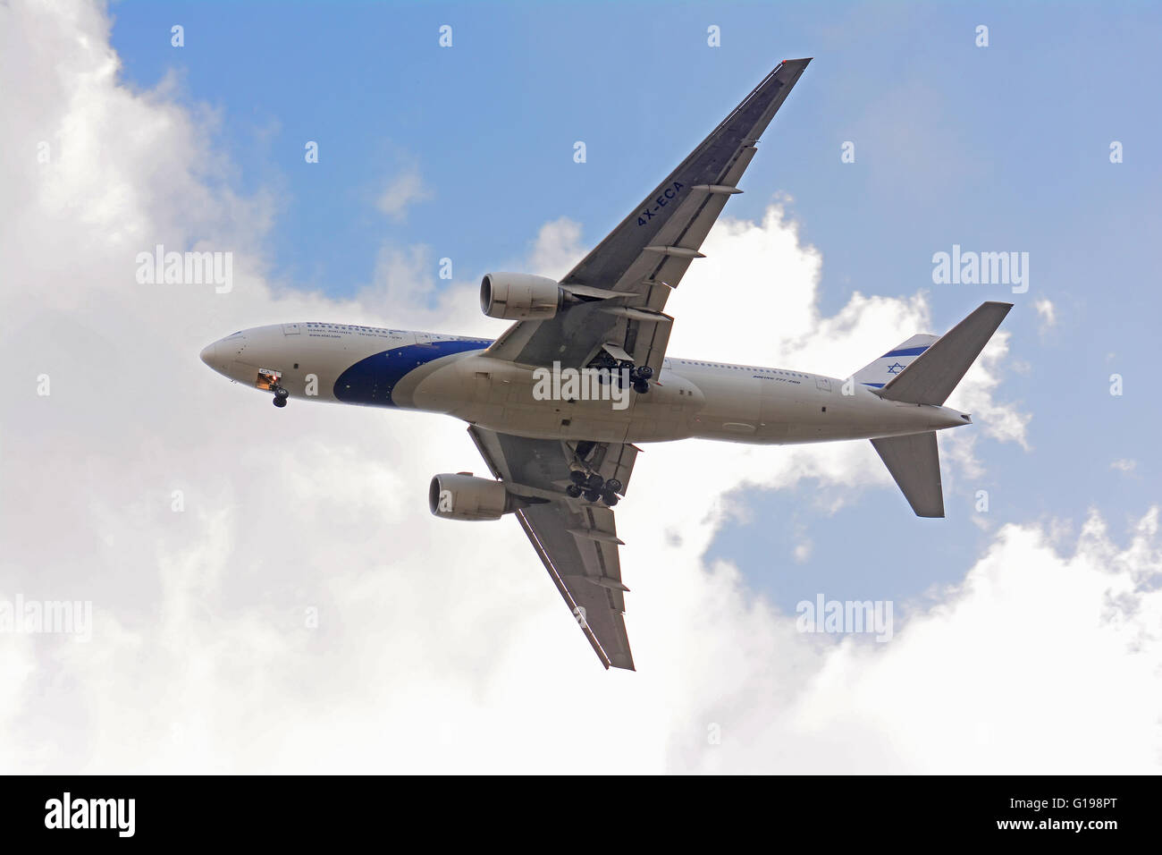 L'atterrissage de l'avion d'El Al, Israël Banque D'Images