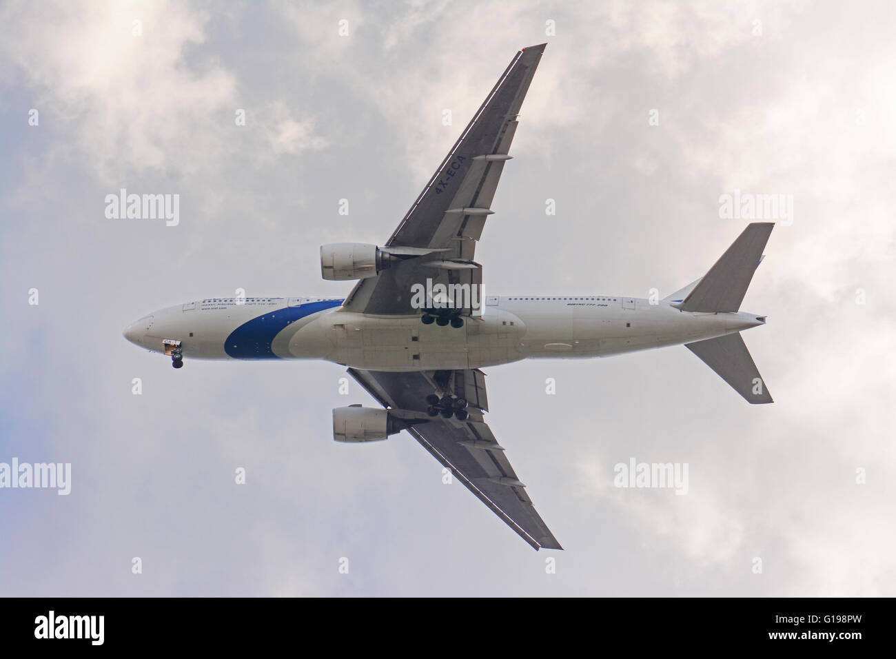 L'atterrissage de l'avion d'El Al, Israël Banque D'Images