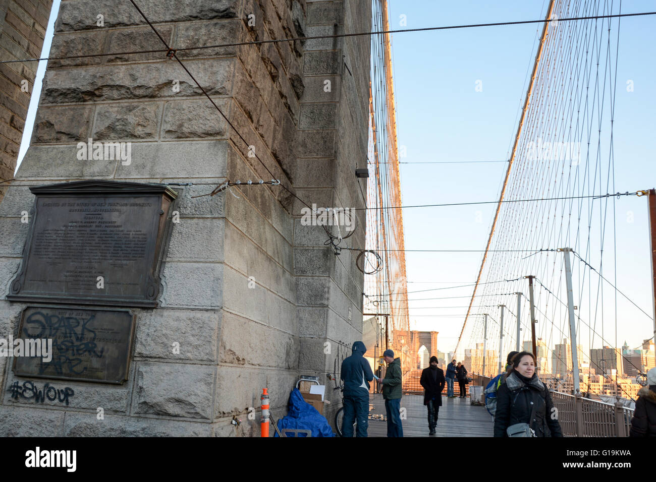 Pont de Brooklyn, Manhattan, New York City, New York, USA Banque D'Images