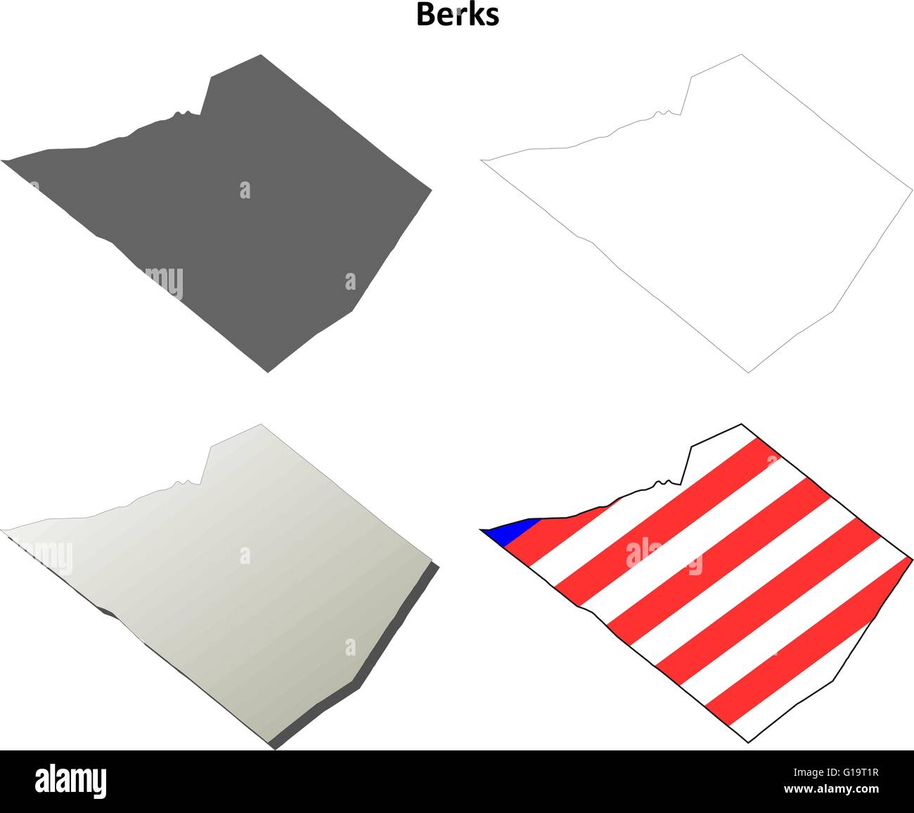 Comté de Berks, en Pennsylvanie contour plan set Illustration de Vecteur