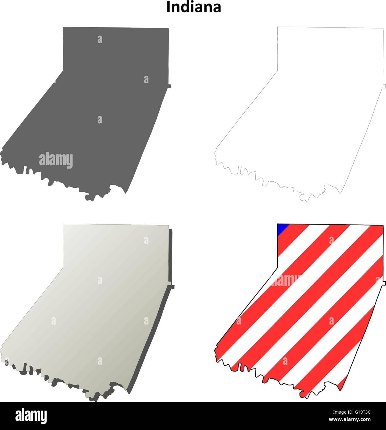 Indiana Comté, New York Aperçu de l'ensemble de cartes Illustration de Vecteur