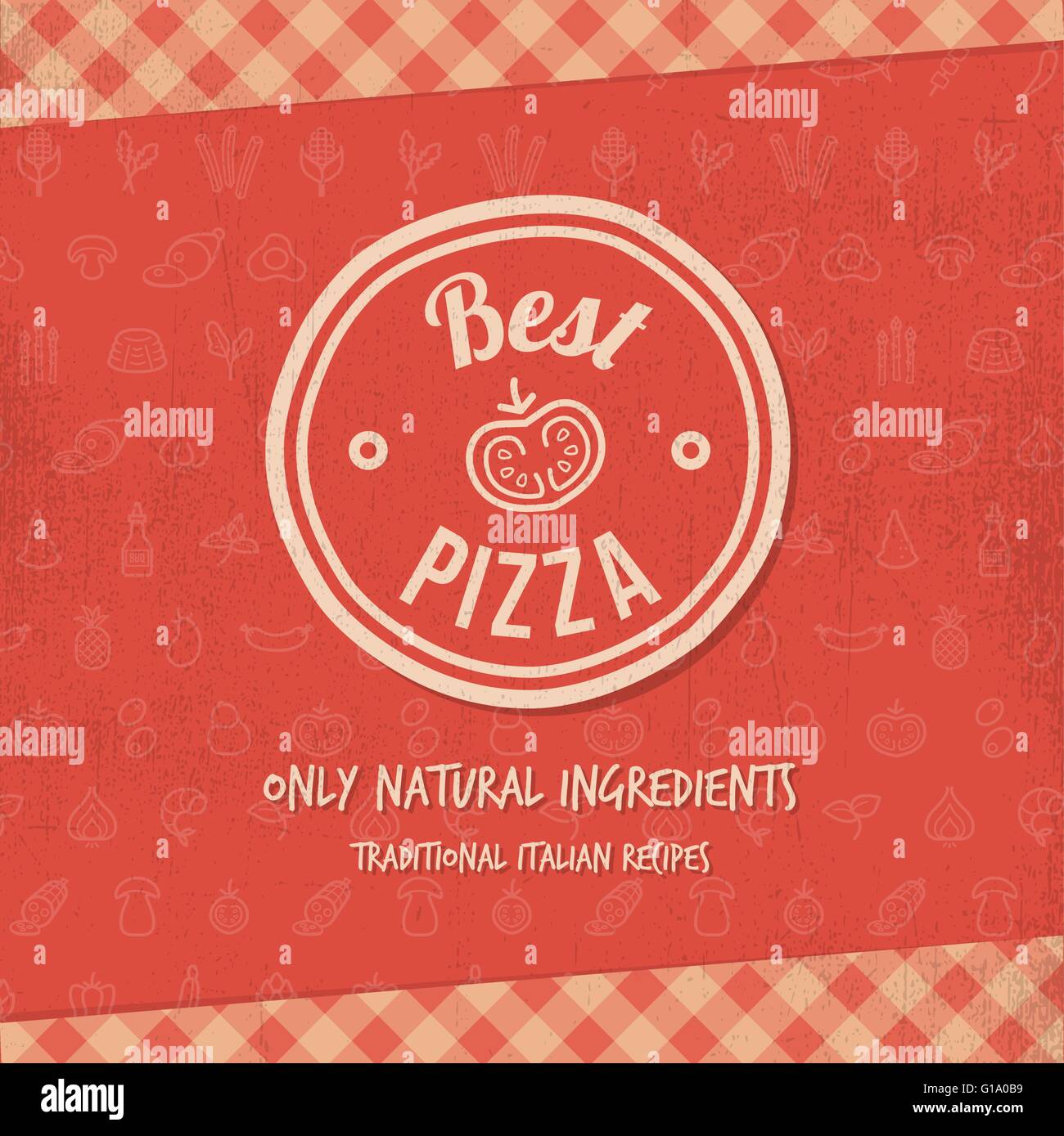 Meilleures pizzas de signer ou menu couvercle avec texture grunge Illustration de Vecteur