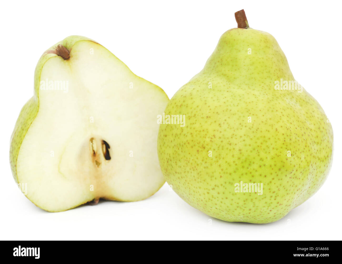 Les poires fraîches sur fond blanc Banque D'Images