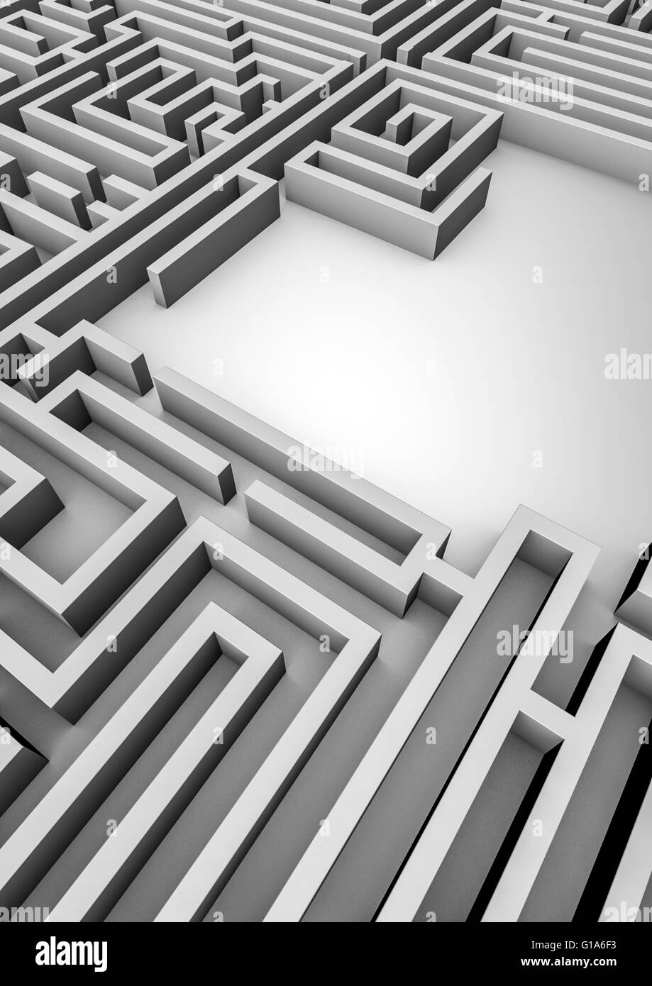 Espace / labyrinthe 3D render of maze with copy space Banque D'Images