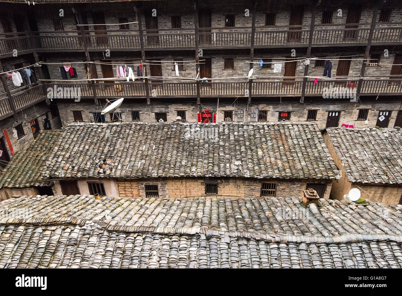 Situé dans clos Hakka JiangXi, Chine Banque D'Images