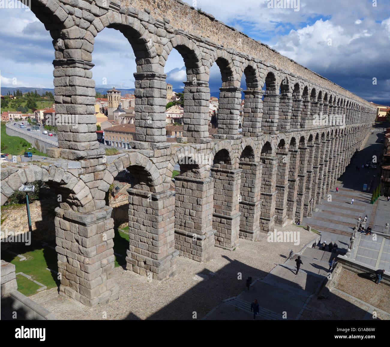 Le célèbre aqueduc romain à Ségovie, Espagne Banque D'Images