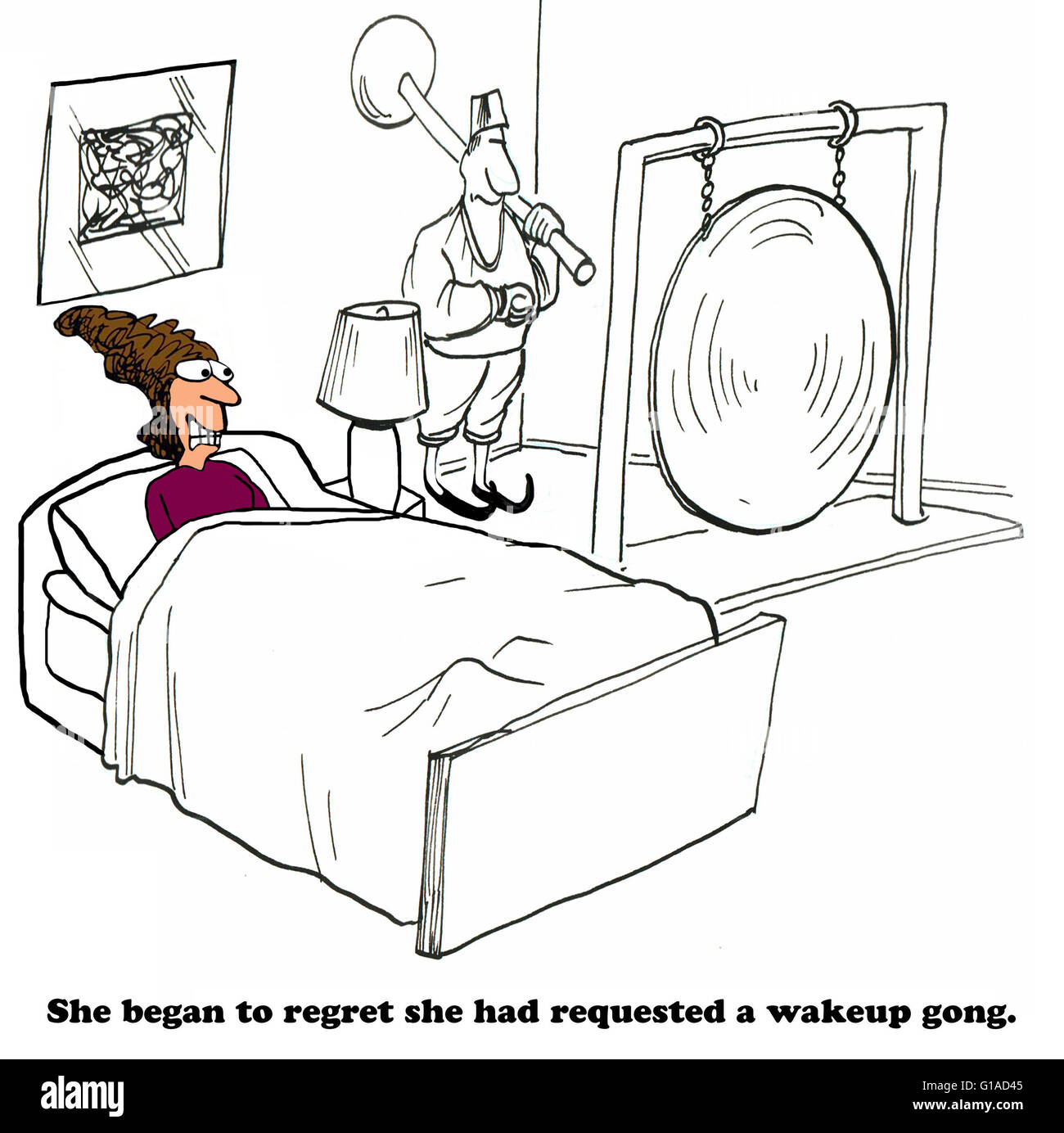 Caricature d'affaires d'une alarme bruyante. Banque D'Images