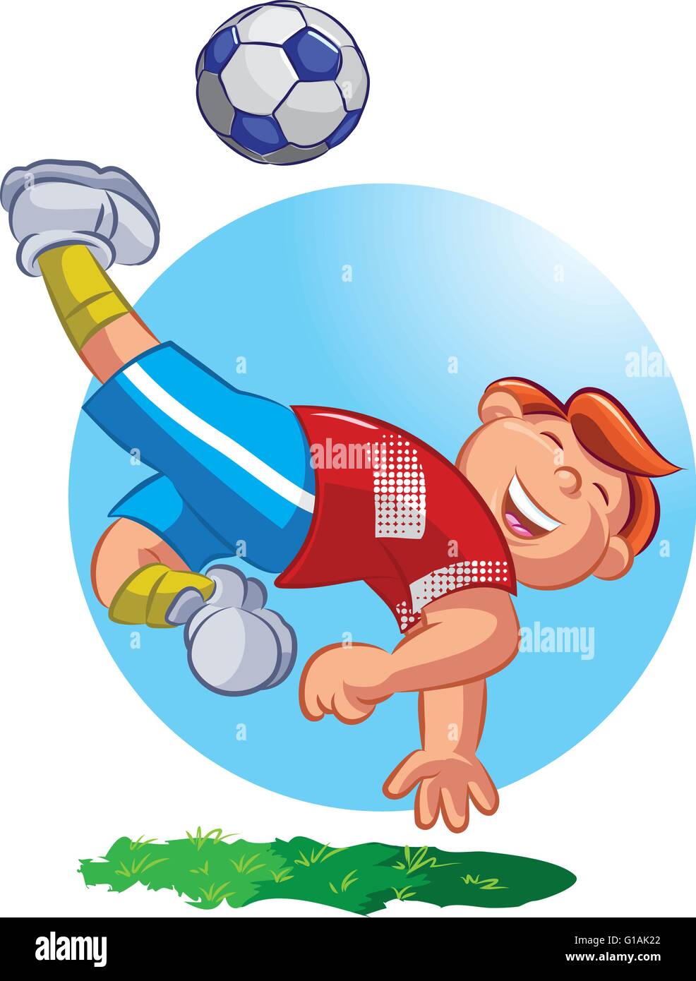 Vector illustration d'un jeu de football boy Kicking the ball Illustration de Vecteur
