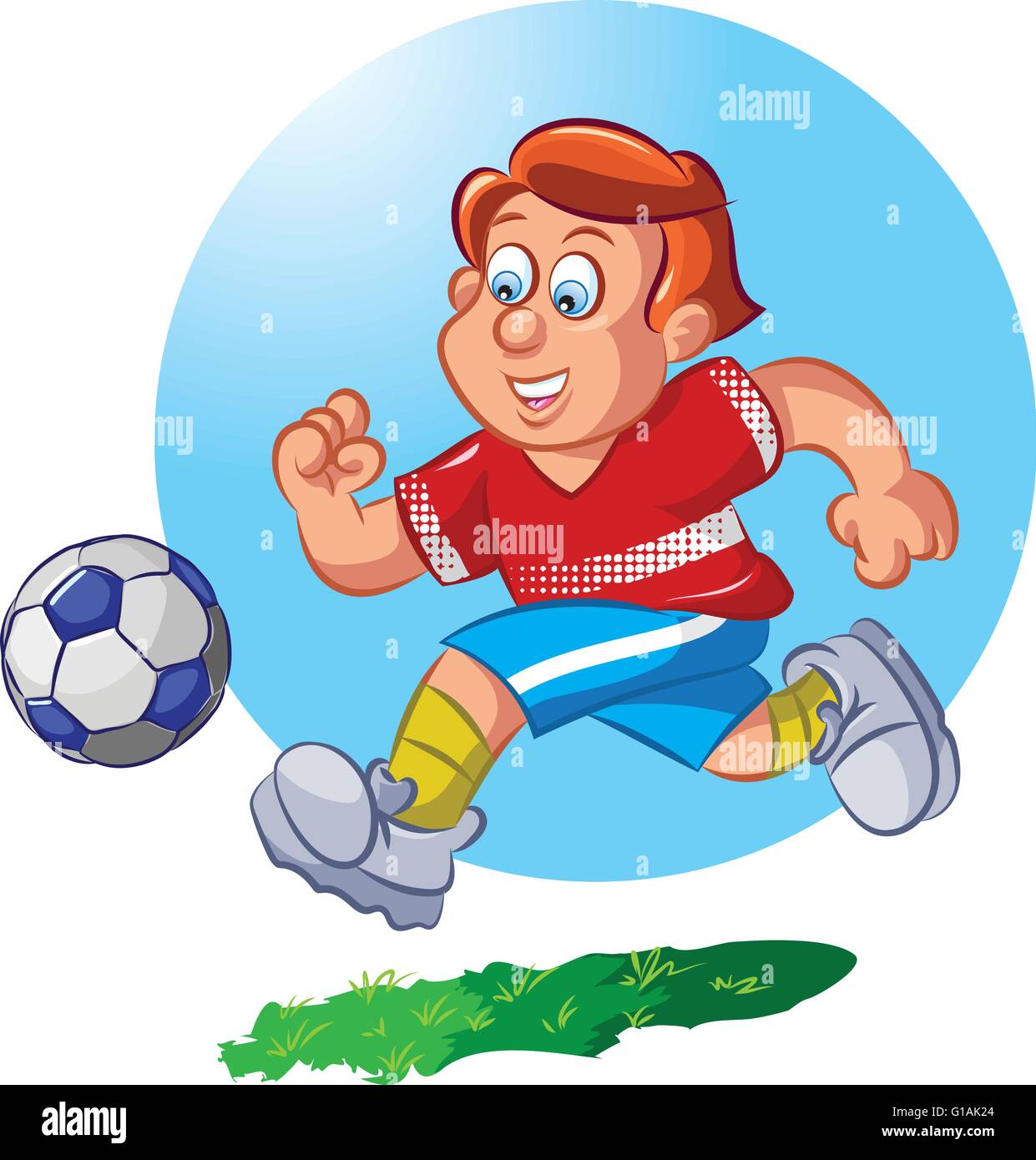 Vector illustration of boy playing football Illustration de Vecteur