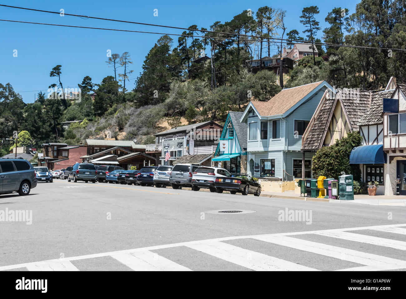 Maisons de Cambria, Californie Banque D'Images