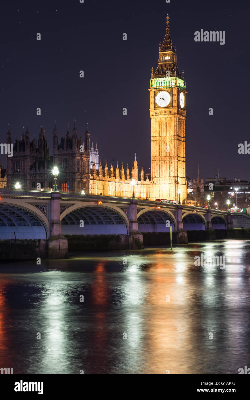 Big Ben sur Westminster Bridge at night Banque D'Images