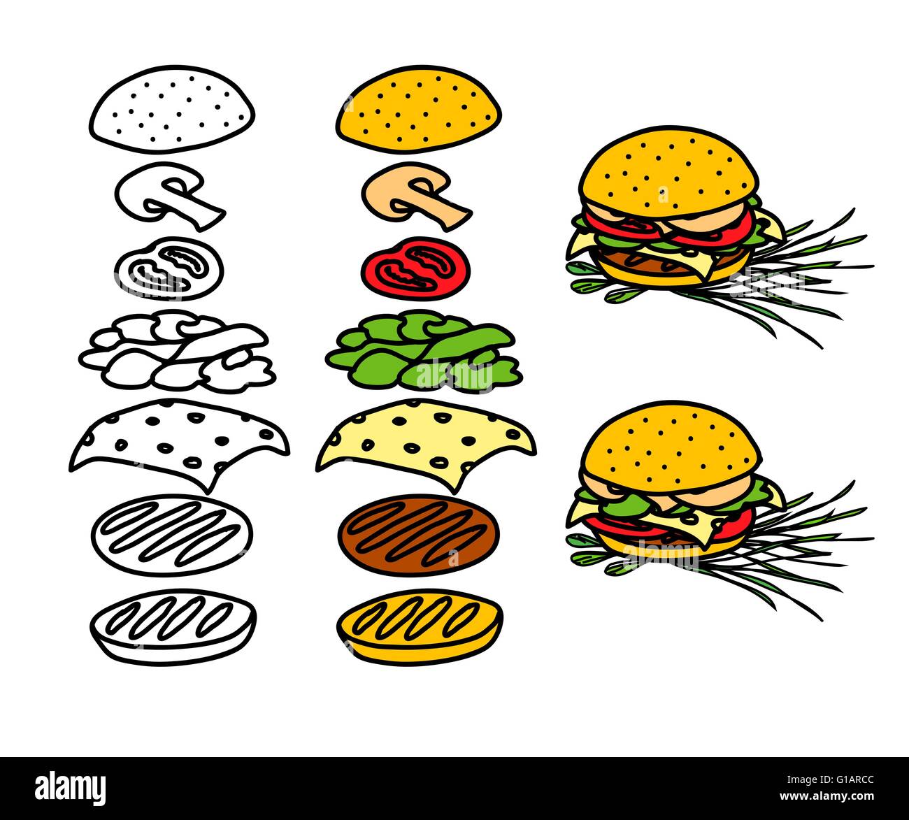 Hamburger à la main Illustration de Vecteur