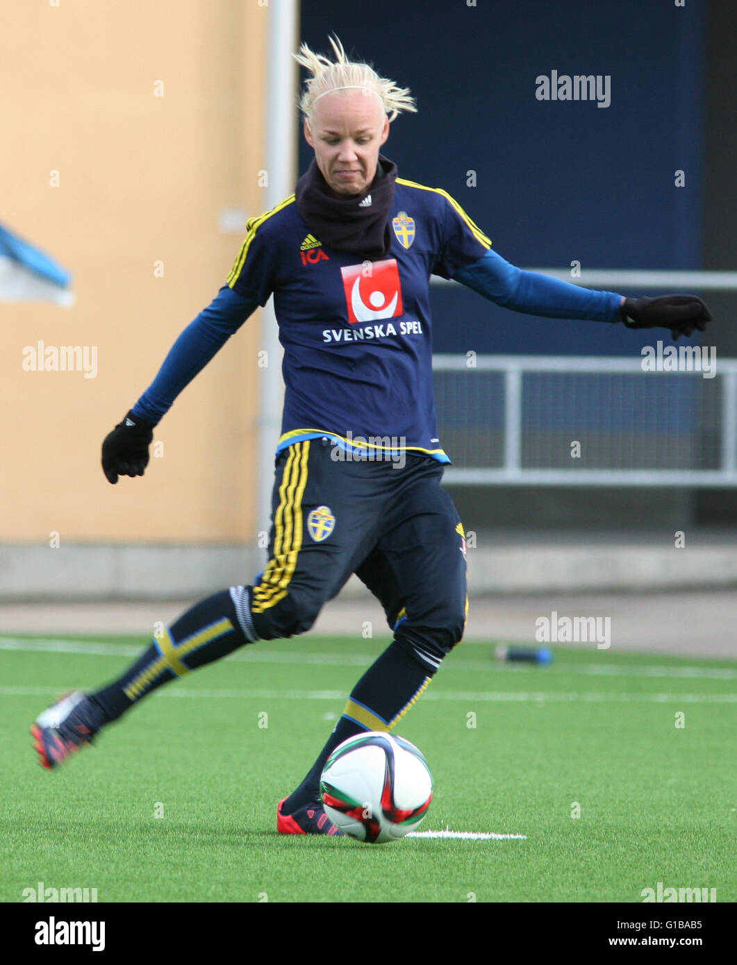 Caroline Seger dans le milieu de terrain suédois de football lady Banque D'Images