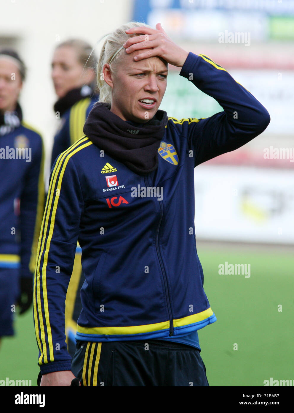 Caroline Seger dans le milieu de terrain suédois de football lady Banque D'Images