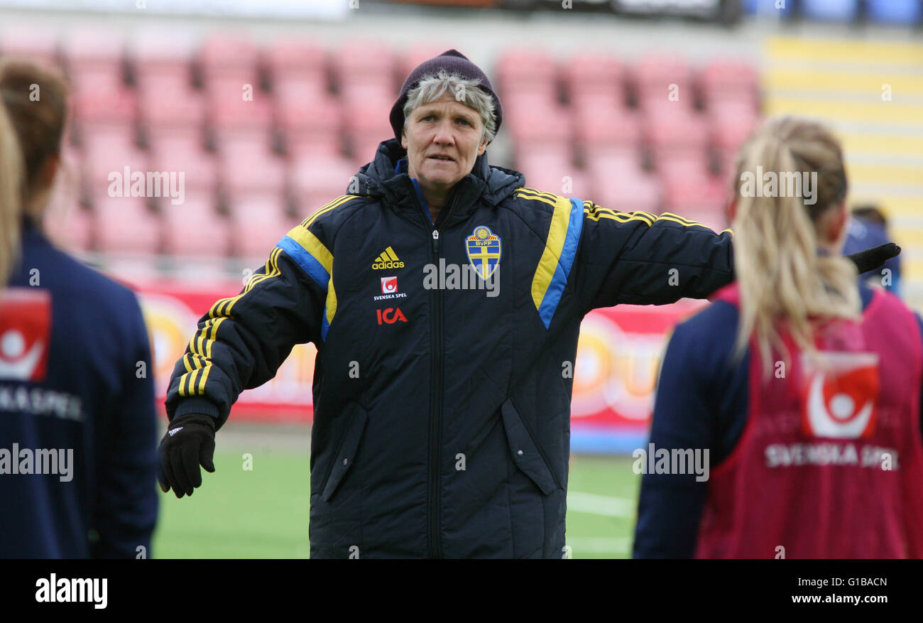 PIA SUNDHAGE football l'entraîneur de l'équipe nationale suédoise Banque D'Images