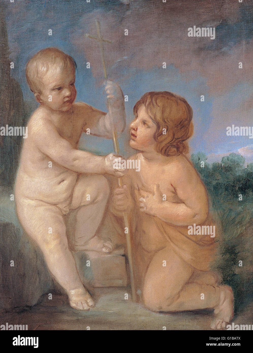 Guido Reni - l'enfant Jésus et saint Jean - Musei Capitolini Roma Banque D'Images