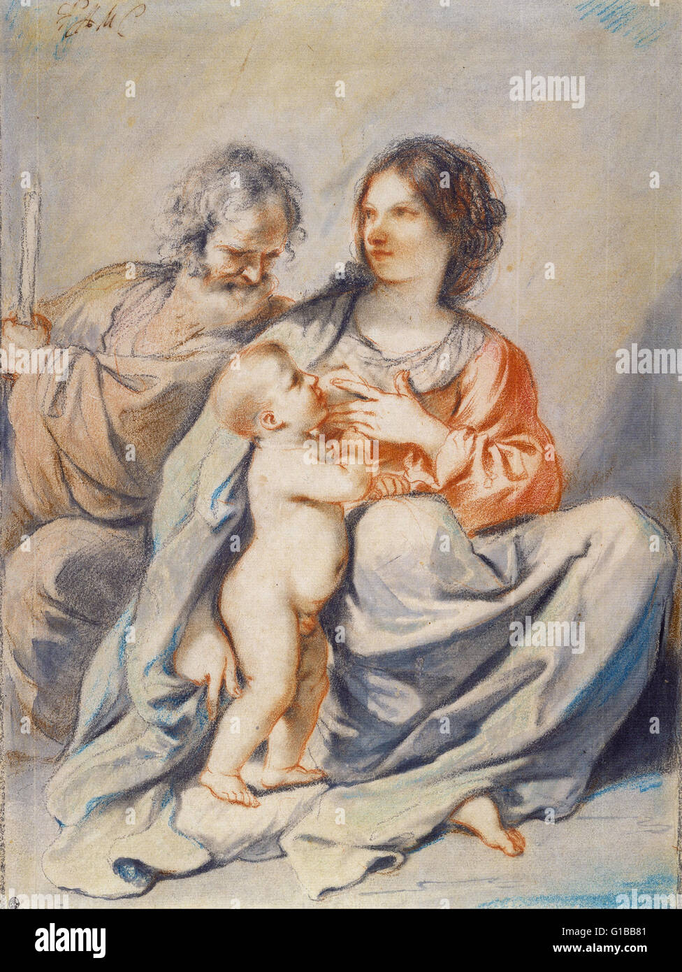 Guercino - la Sainte Famille - La Bibliothèque Morgan Banque D'Images